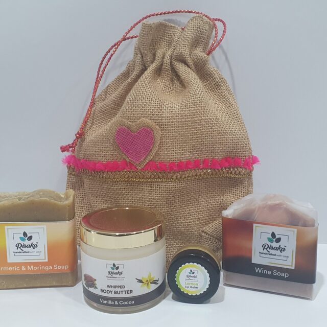 Risaka Gift Hamper, Special Handmade Gift Hamper, Gift for your loved ones With Organic Wine Soap and Turmeric Moringa Soap,Body Butter and Lip Balm