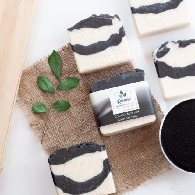 Coconut Milk & Charcoal Soap 100gm  cold processed and Organic combo of 2 soaps in attractive Box